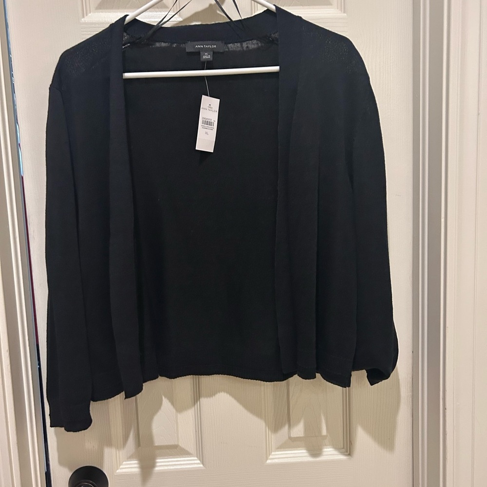 Ann Taylor Classic Black Cardigan  lightweight summery NWT